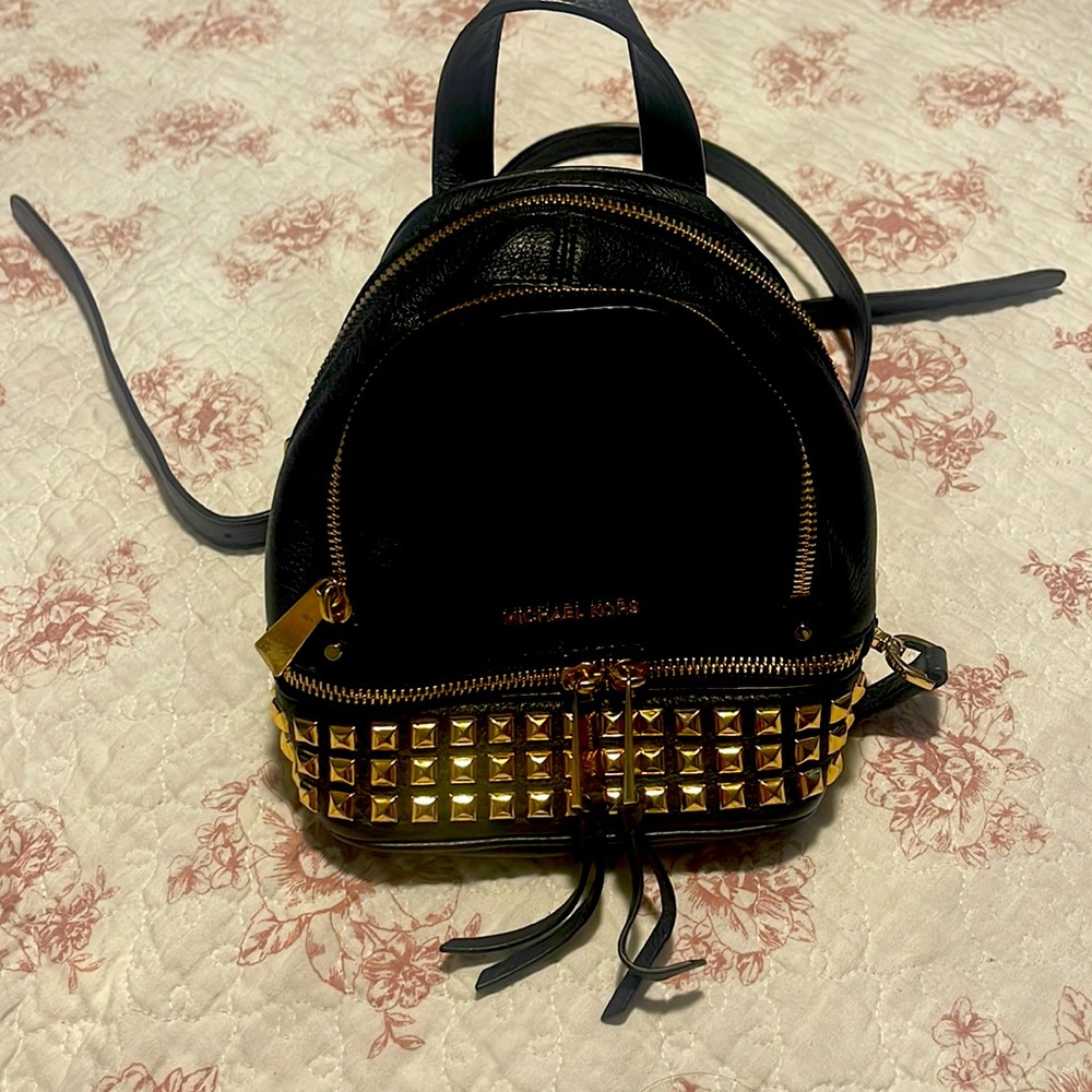 Michael Kors Rhea mini studded black backpack